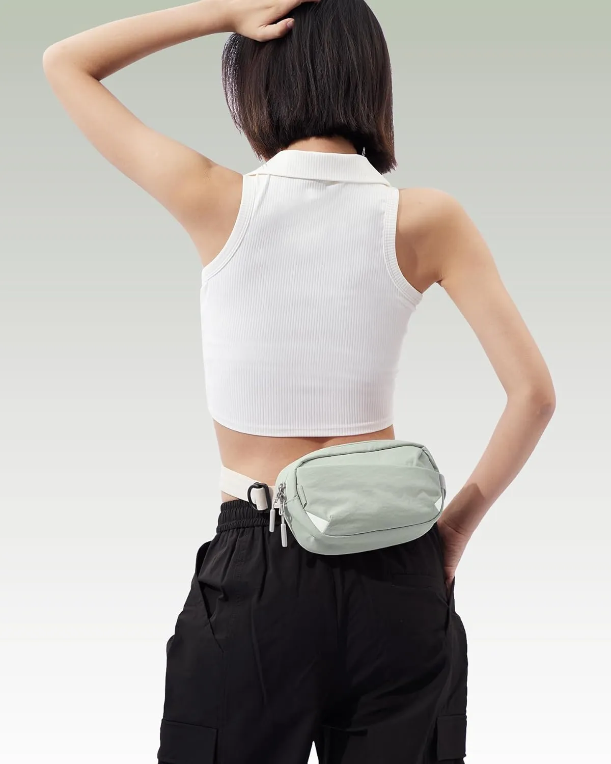 Inateck Sling Bag X-Mini, Durable Fanny Pack with RFID Blocking, Water-resistant Belt Waist Bag with Quick-adjust Strap, Stylish Waist Pack for Men, Women, Travel, Hiking, Cycling, Work, Sports, Green