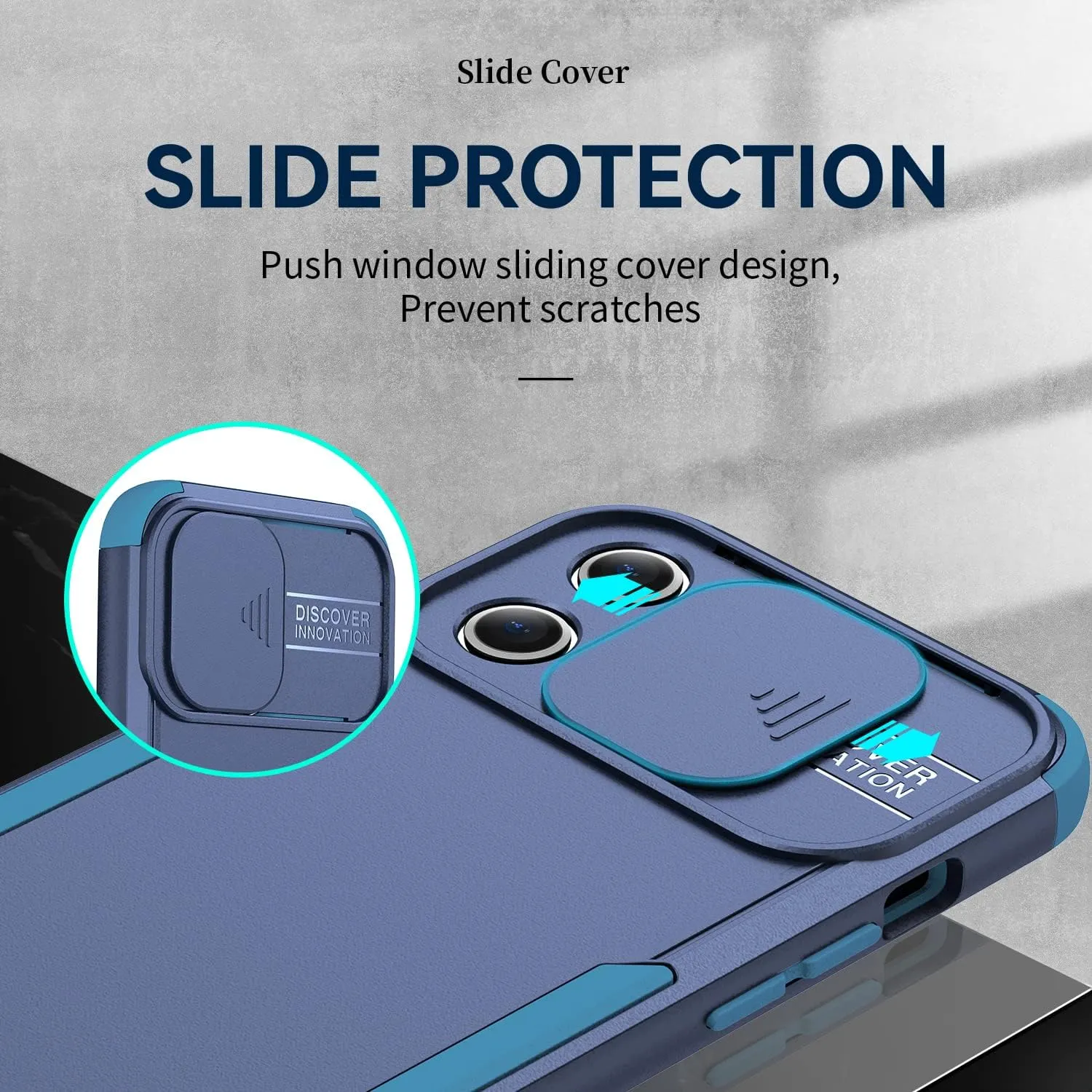 iPhone 13 Pro Heavy Duty Protection Case with Camera Slide Cover Screen Protector, Wireless Charging Case Compatible for Apple iPhone 13 Pro 6.1 inch, Blue