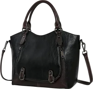Iswee Leather Shoulder Bags for Women - Vintage Designer Crossbody & Tote Bags with Zipper Top-Handle