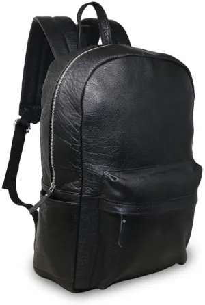 jaald 18" Black Genuine Leather Laptop Backpack Water Resistant Casual Office Work College Bookbag Comfortable Lightweight Travel Rucksack Men