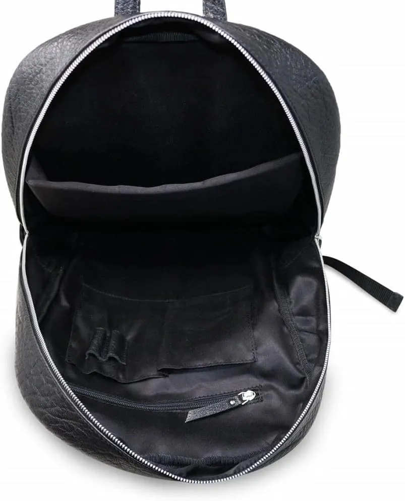 jaald 18" Black Genuine Leather Laptop Backpack Water Resistant Casual Office Work College Bookbag Comfortable Lightweight Travel Rucksack Men