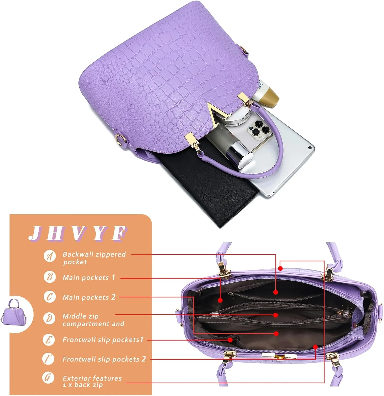 JHVYF Women classics Top Handle Handbag Crossbody Casual Purse Satchel Tote