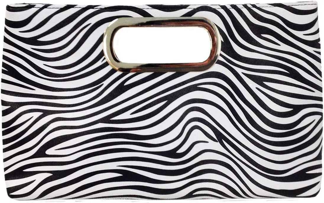 JNB Top Handle Zebra Print Clutch