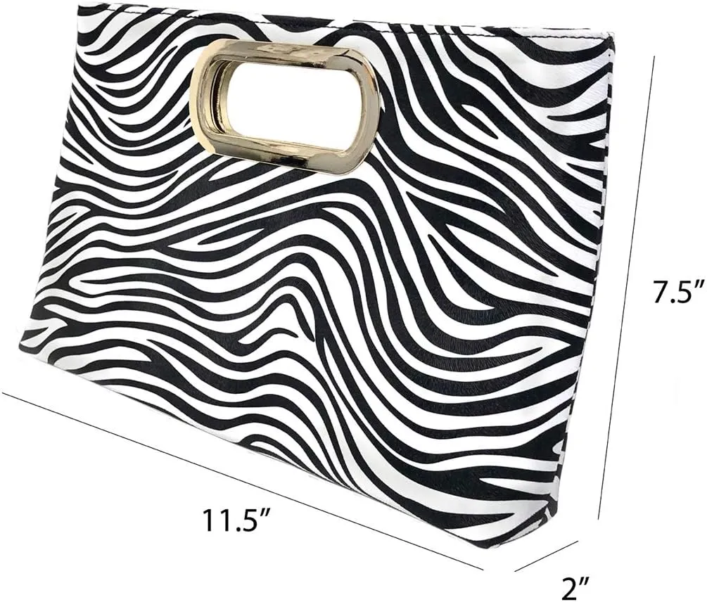 JNB Top Handle Zebra Print Clutch