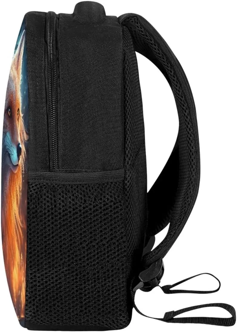 JooMeryer Kids Animal Backpack Cool Wolf Fox Print Shoulder Bag for Boys Girls Teenager Casual Rucksack Schoolbag, 12inch,Blue Yellow Fox