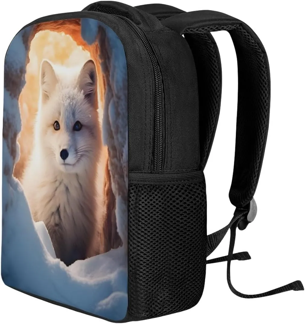 JooMeryer Kids Animal Backpack Cool Wolf Fox Print Shoulder Bag for Boys Girls Teenager Casual Rucksack Schoolbag, 12inch,Cute Fox