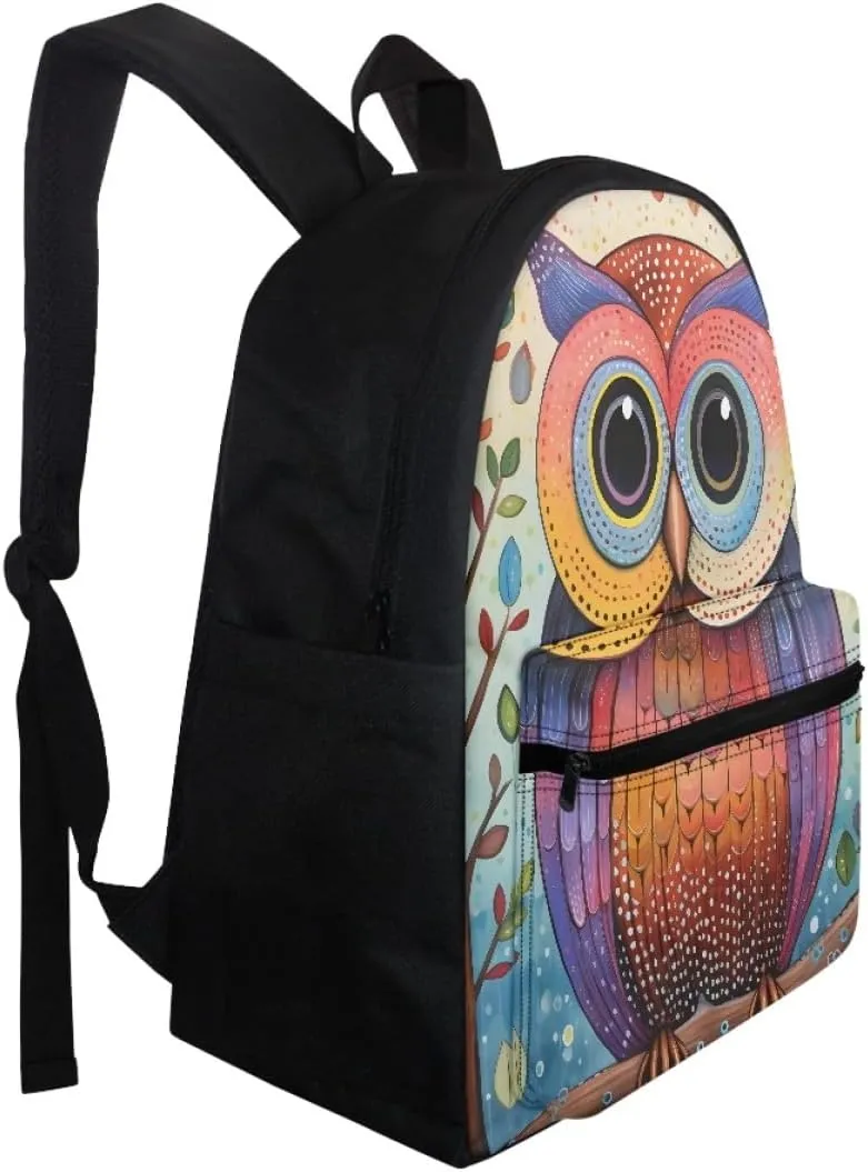 JooMeryer School Bag for Youth Boy Girl 3D Animal Printed Backpack Bookbag Daypack Rucksack with Adjustable Shoulder Strap,Colorful Owl