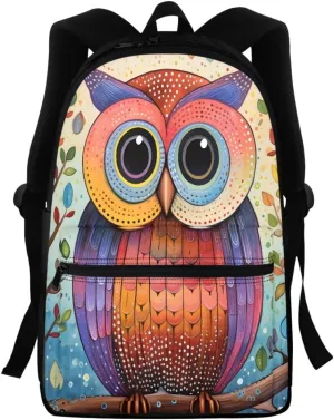 JooMeryer School Bag for Youth Boy Girl 3D Animal Printed Backpack Bookbag Daypack Rucksack with Adjustable Shoulder Strap,Colorful Owl
