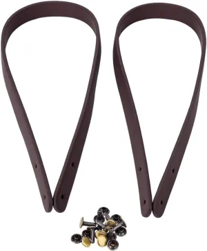 Joyzan Leather Bag Handles, Purse Handbag Strap PU Short Making Handle Replacement Tote Straw Crochet Underarm Shoulder Bags DIY Wallet Sewing Canvas Repair Supplies Accessories Rivets 25.5in 2Pcs