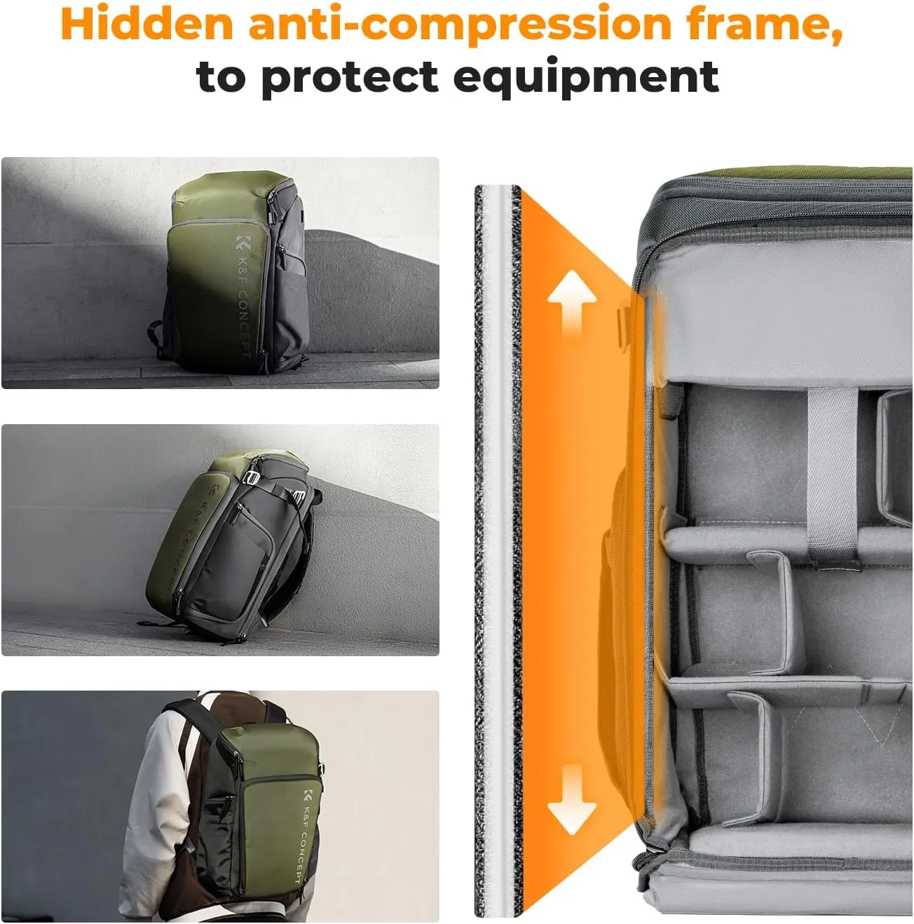 K&F Concept Camera bags Waterproof 25L Large Capacity Camera Case with Raincover Camera Case 15.6 Inch Laptop Compartment Compatible for Canon/Nikon/Sony/DJI Mavic Drone Travel Camera Backpack