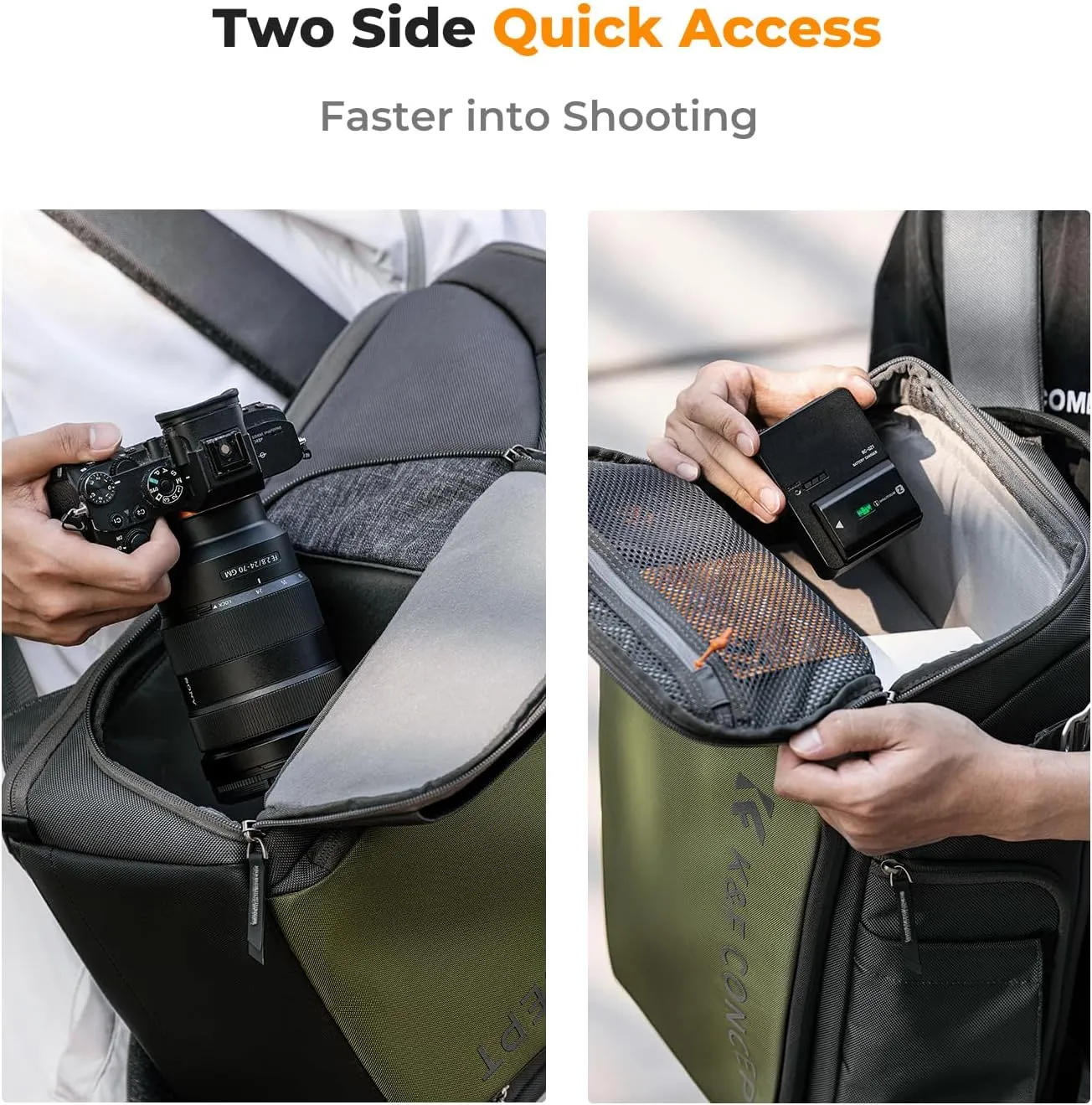 K&F Concept Camera bags Waterproof 25L Large Capacity Camera Case with Raincover Camera Case 15.6 Inch Laptop Compartment Compatible for Canon/Nikon/Sony/DJI Mavic Drone Travel Camera Backpack