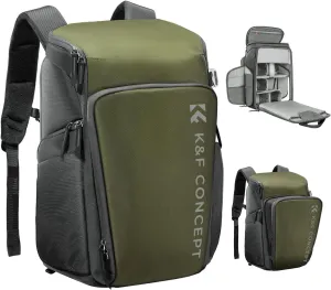 K&F Concept Camera bags Waterproof 25L Large Capacity Camera Case with Raincover Camera Case 15.6 Inch Laptop Compartment Compatible for Canon/Nikon/Sony/DJI Mavic Drone Travel Camera Backpack