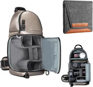 K&F Concept Camera Sling Bag Crossbody Bag Lens Filter Pouch for Filter Up