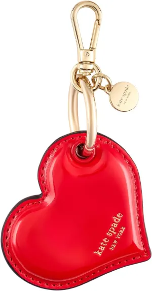 kate spade new york AirTag Charm Keychain - Heart-Shaped AirTag Holder with Luxe Gold Ring Clip for Bags, Luggage, Keys, and More - Classic Red