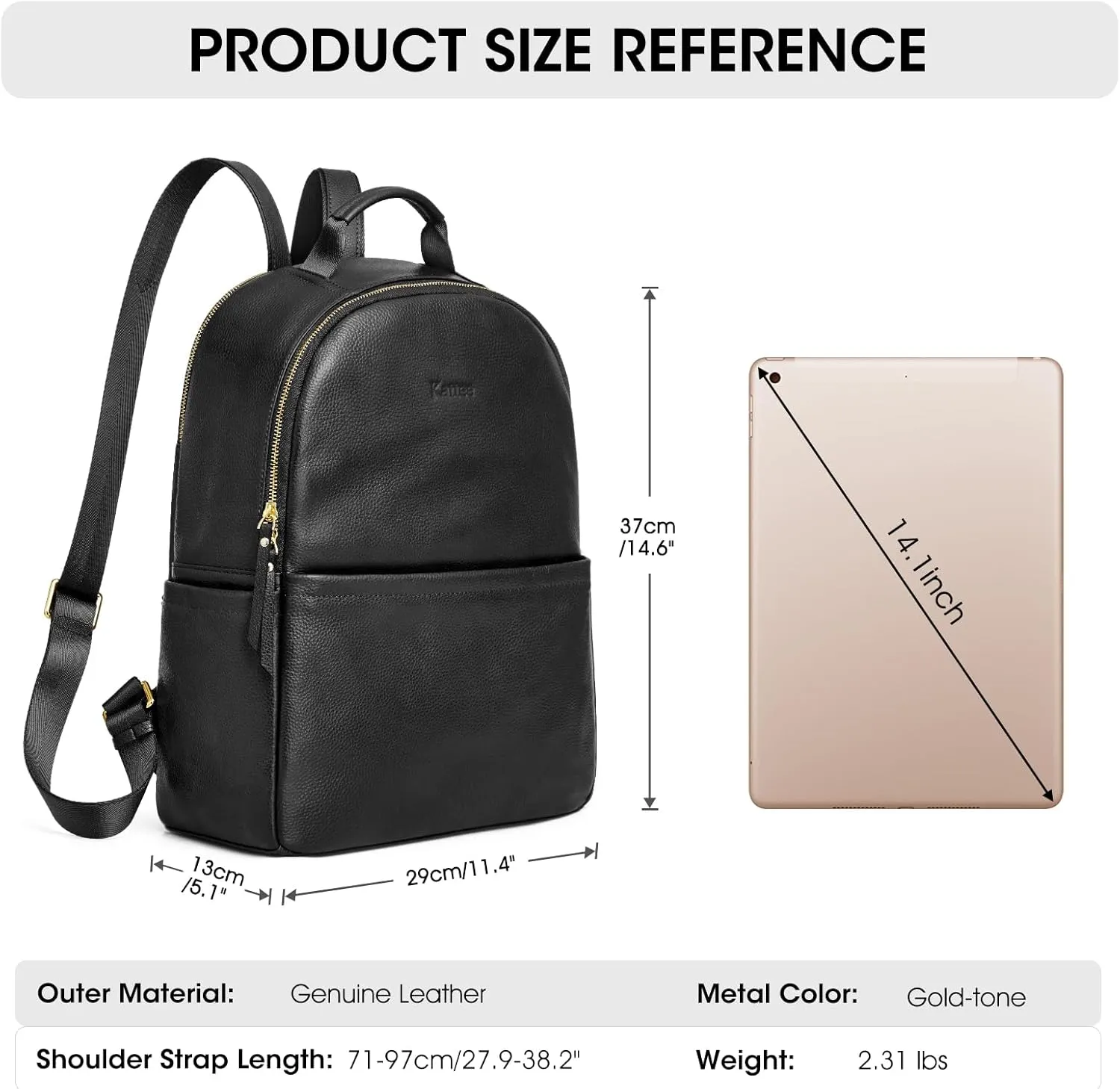 Kattee Genuine Leather Backpack Purse for Women Antitheft Rucksack Soft Work Casual Daypack Fashion