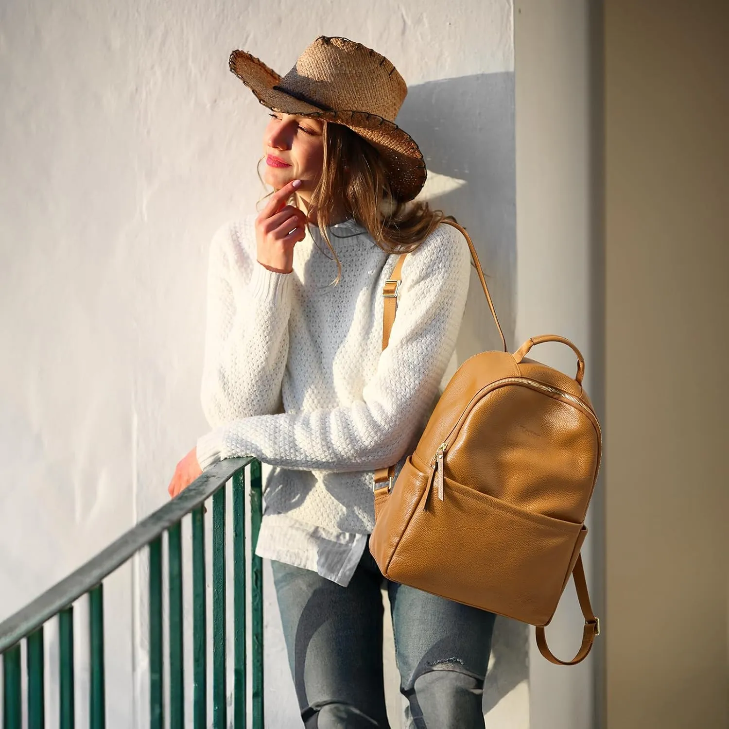 Kattee Genuine Leather Backpack Purse for Women Antitheft Rucksack Soft Work Casual Daypack Fashion