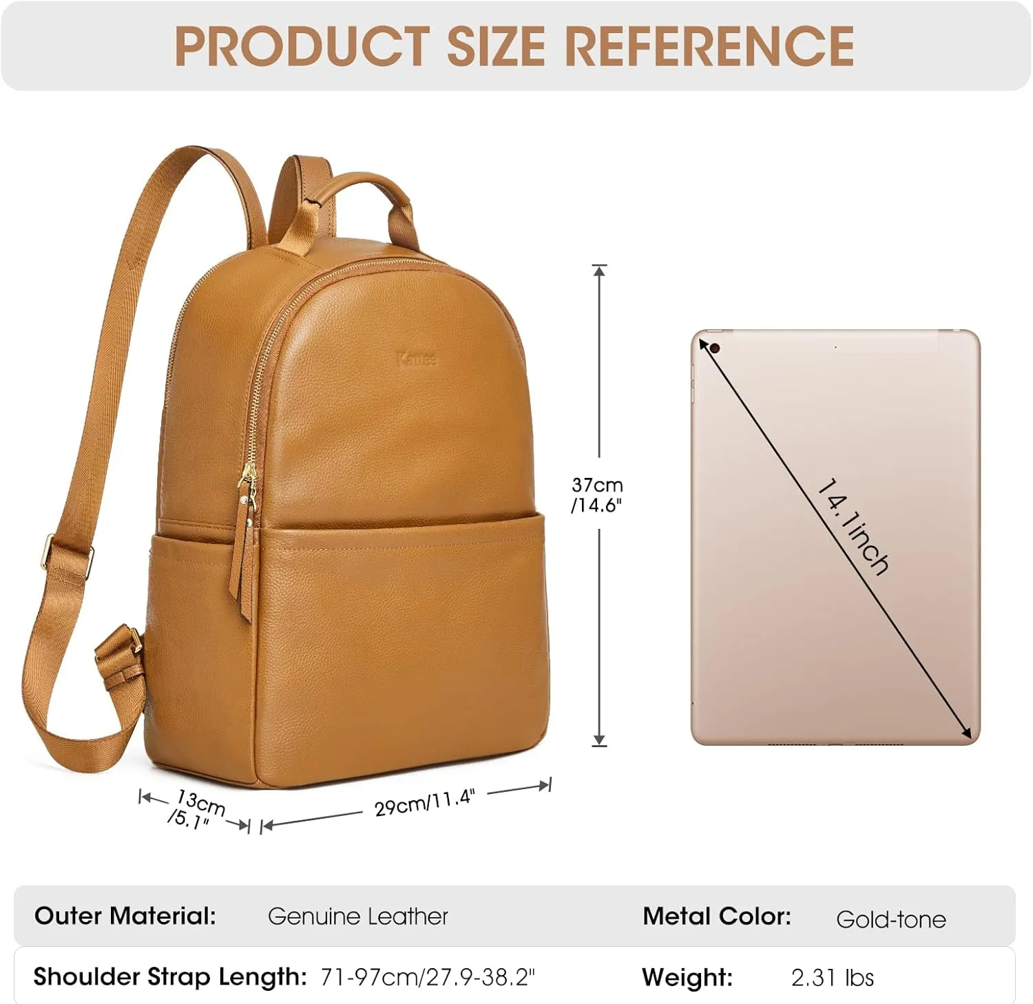 Kattee Genuine Leather Backpack Purse for Women Antitheft Rucksack Soft Work Casual Daypack Fashion