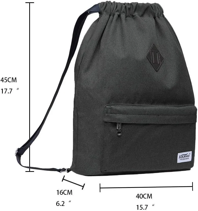 KAUKKO Drawstring Sports Backpack Gym Yoga Bag Shoulder Rucksack for Men and Women(1031-Armygreen)