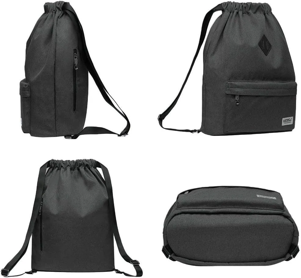 KAUKKO Drawstring Sports Backpack Gym Yoga Bag Shoulder Rucksack for Men and Women(1031-Armygreen)
