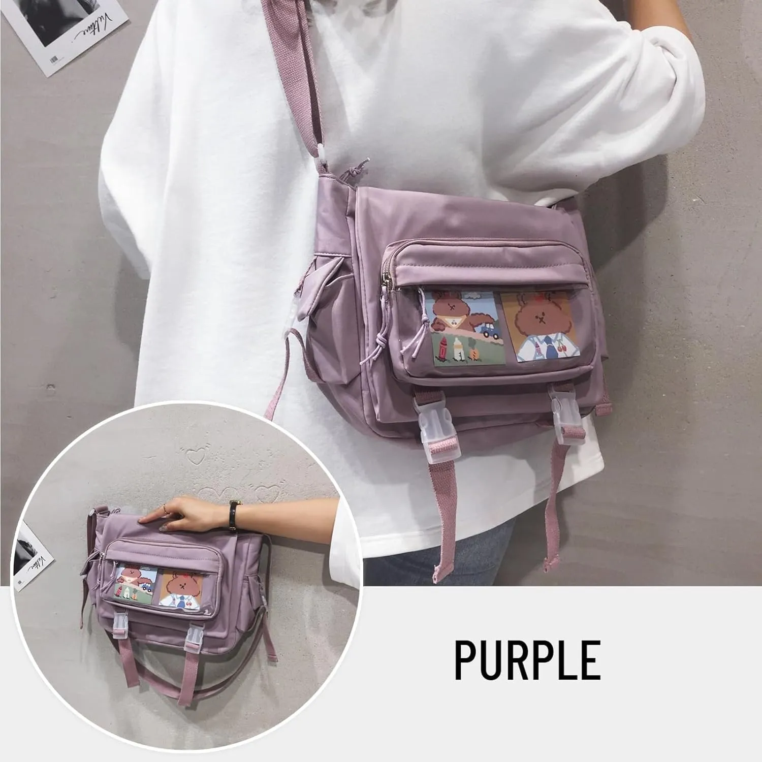 Kawaii Messenger Women Laptop Bags Lightweight Crossbody Shoulder with Cute Accessories Travel