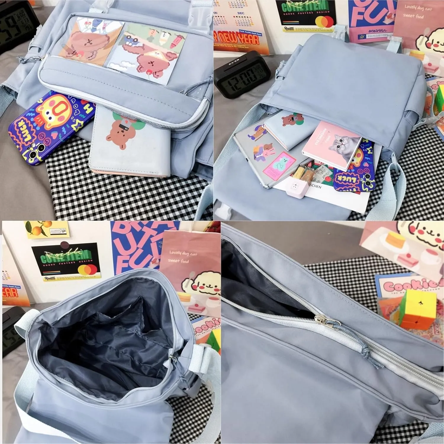 Kawaii Messenger Women Laptop Bags Lightweight Crossbody Shoulder with Cute Accessories Travel