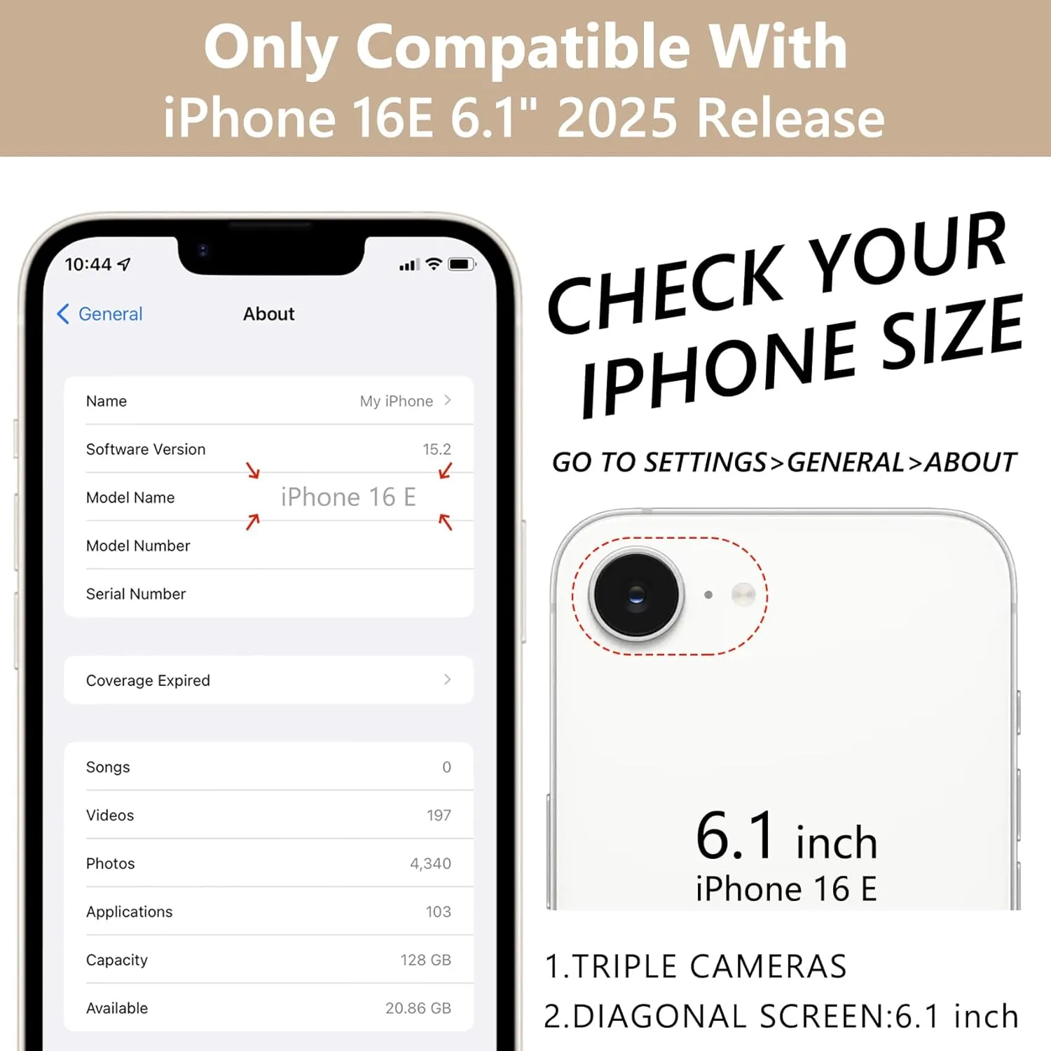 Keallce Case for iPhone 16e 6.1'', Detachable Crossbody Case Wallet with RFID Blocking Card Holder, 360ｰRing Stand, Folio Leather Phone Cover Shoulder Lanyard Strap Lady for iPhone 16e 2025, Black