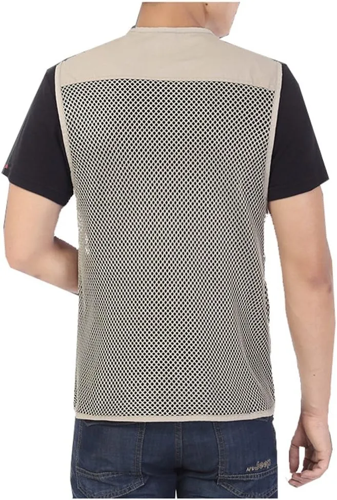 Kedera Men's Safari Fishing Vest Summer Outdoor Mesh Work Journalist's Vest Jacket