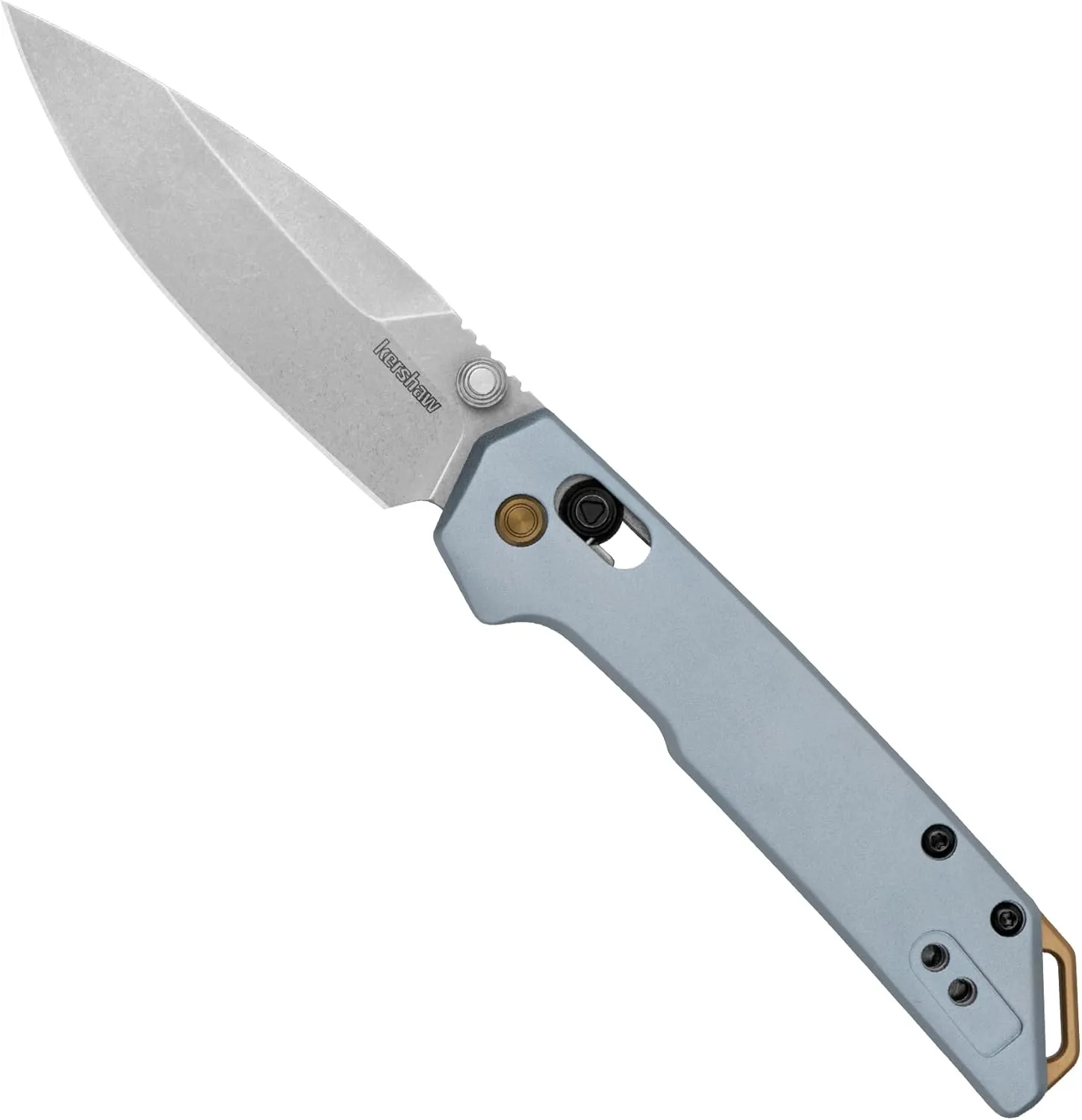 Kershaw Mini Iridium Folding Pocket Knife, 3 inch D2 Steel Blade, DuraLock, Aluminum Handle with Gold Backspacer, Pocketclip