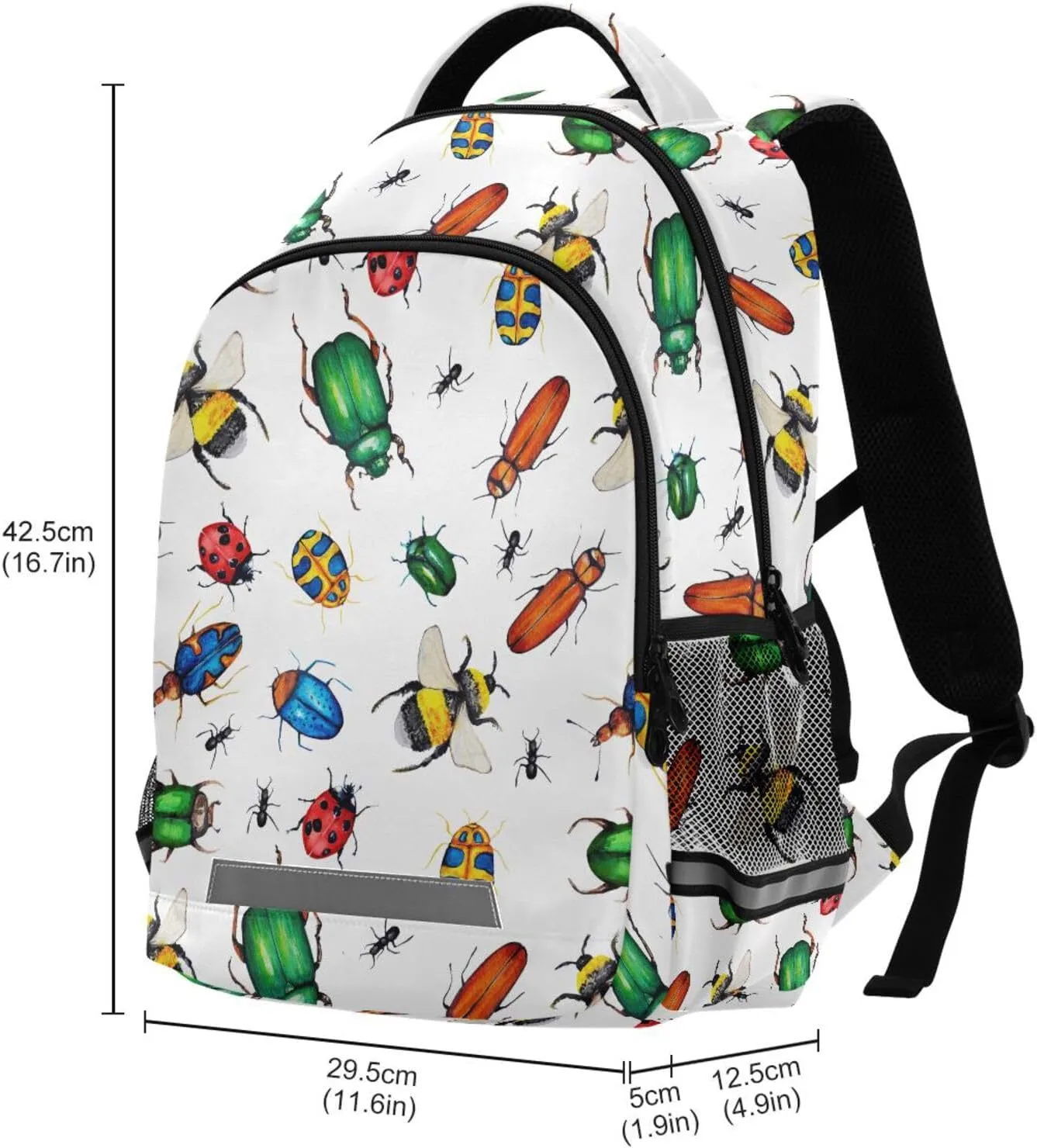 Kids Backpack for Boys Girls Bookbags Bugs School Backpack Elementary Bags Travel Daypack Lightweight Waterproof with Reflective Strip