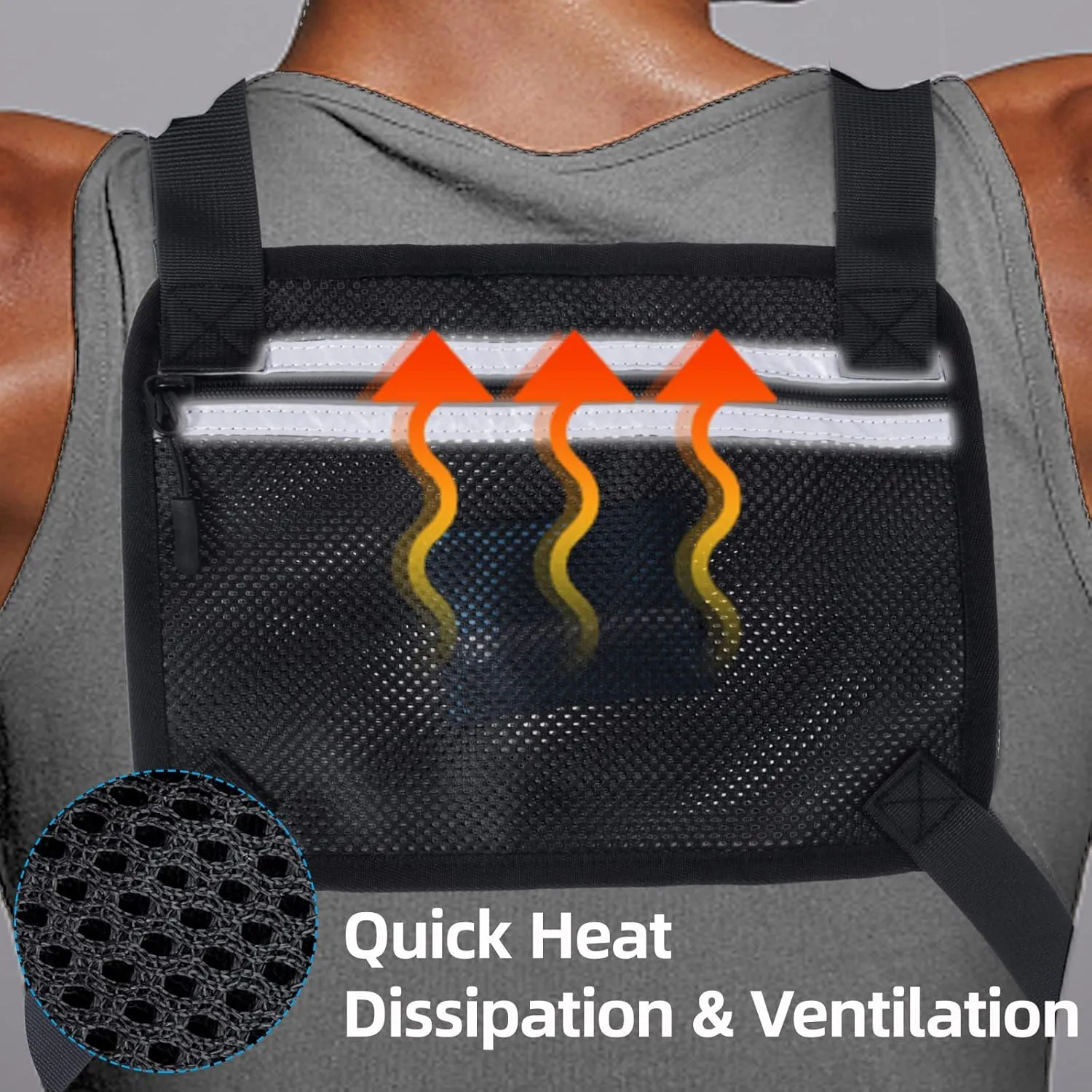 KINGSLONG Running Chest Pack, Lightweight Running Vest Water Resistant Chest Bag with Phone Holder for Workouts, Running Backpack for Men Women