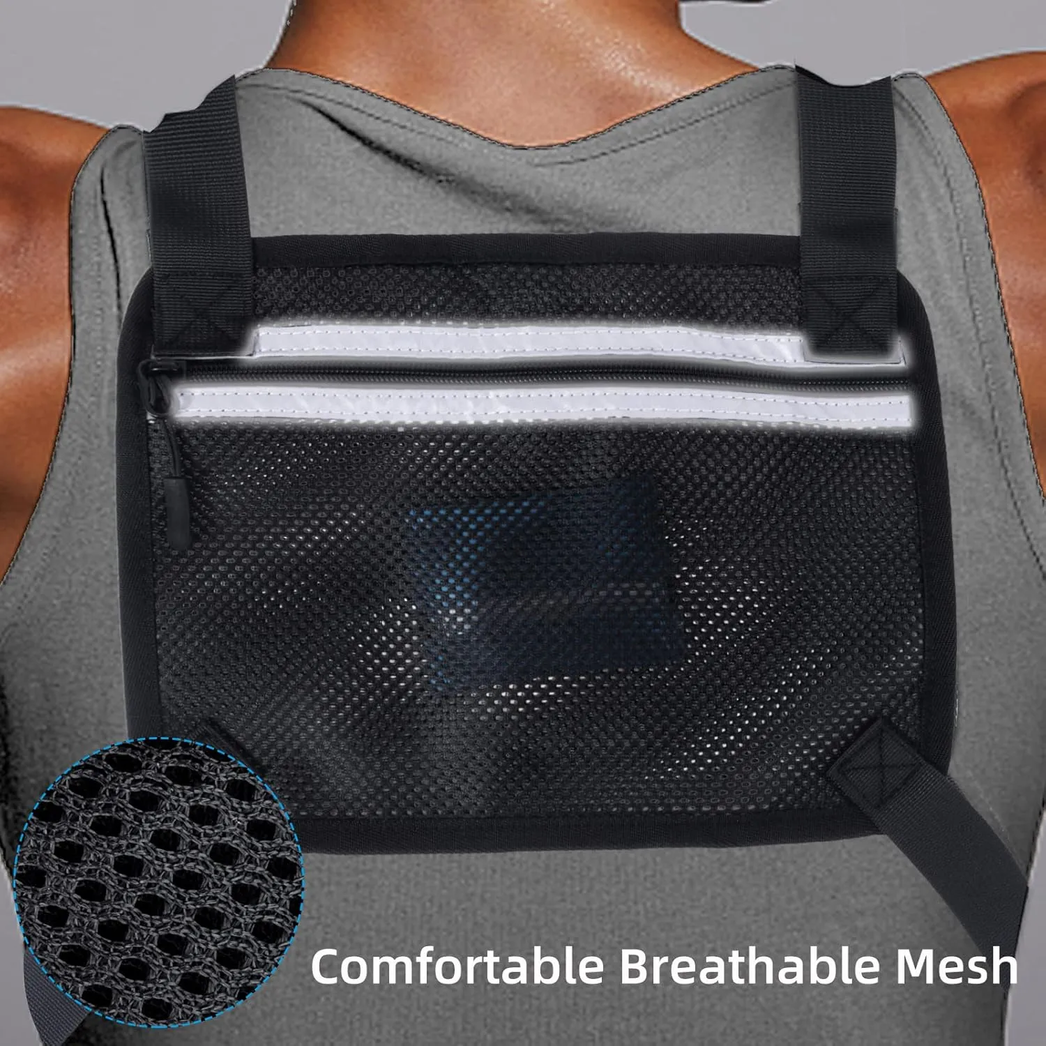 KINGSLONG Running Chest Pack, Lightweight Running Vest Water Resistant Chest Bag with Phone Holder for Workouts, Running Backpack for Men Women