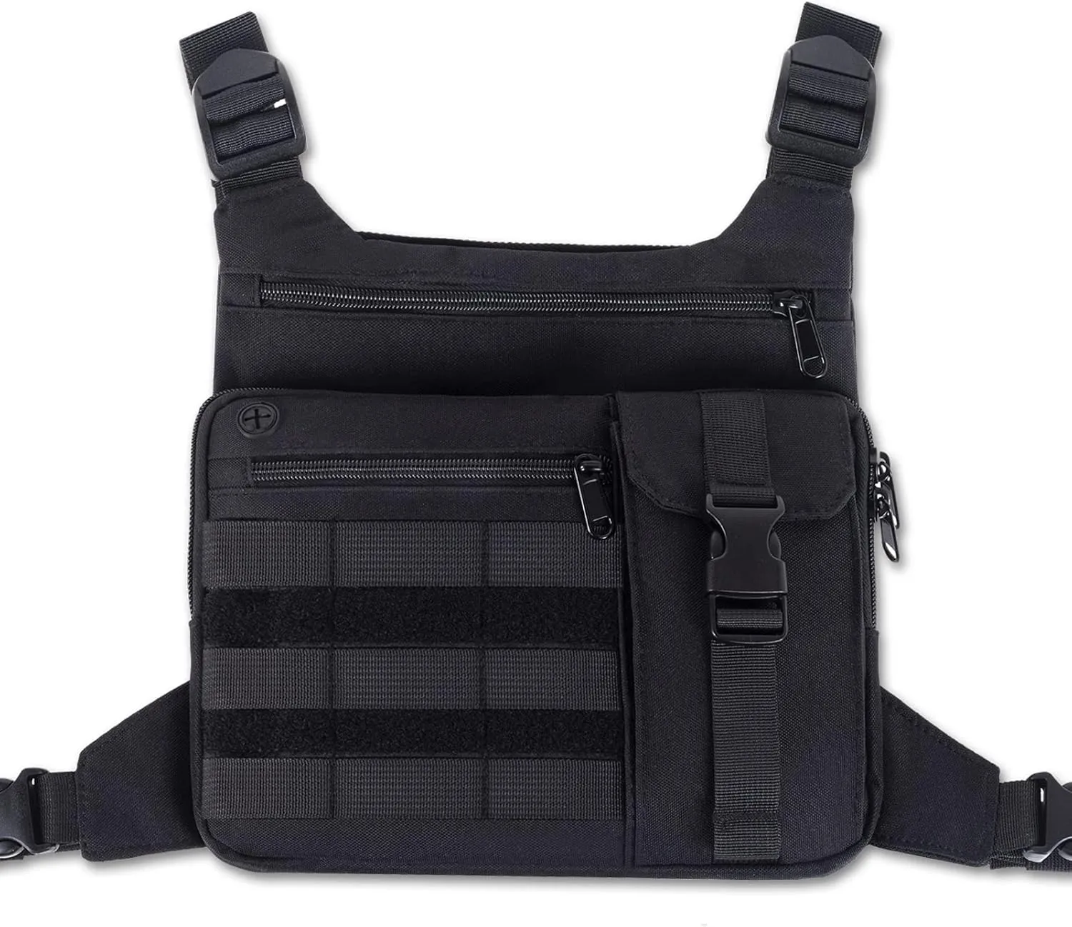 KINGSLONG Tactical Chest Bag, Lightweight Running Chest Pack, Water Resistant, Phone Holder, Running Backpack for Men Women
