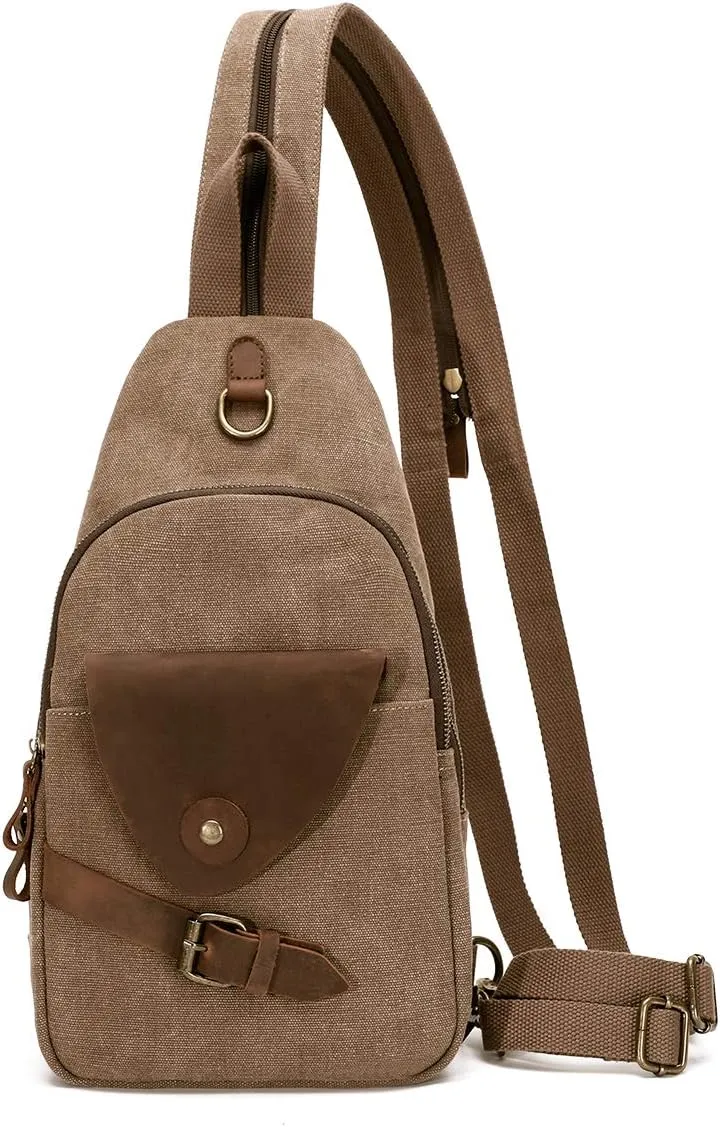 KL928 Canvas Sling Bag Crossbody Backpack Shoulder Casual Rucksack for Men Women