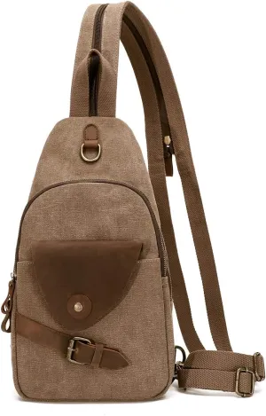 KL928 Canvas Sling Bag Crossbody Backpack Shoulder Casual Rucksack for Men Women