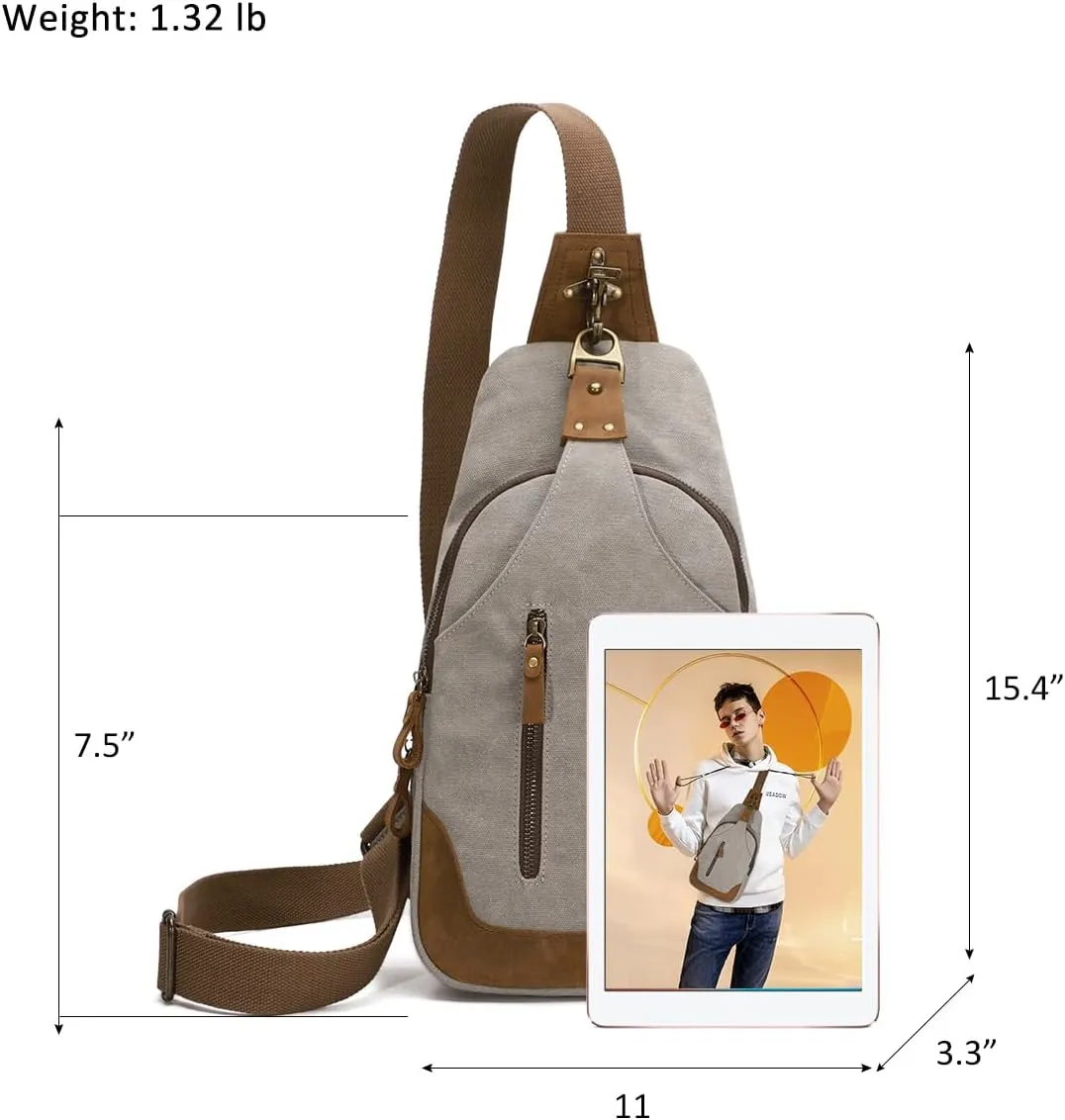 KL928 Canvas Sling Bag Crossbody Backpack Shoulder Casual Rucksack for Men Women