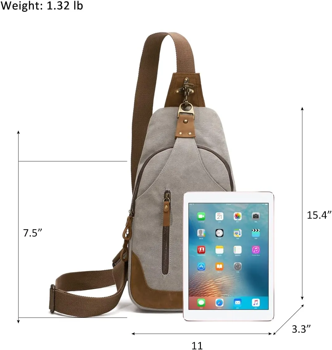 KL928 Canvas Sling Bag Crossbody Backpack Shoulder Casual Rucksack for Men Women
