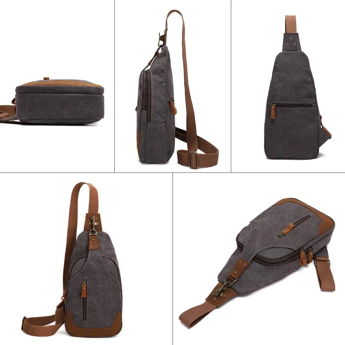 KL928 Canvas Sling Bag Crossbody Backpack Shoulder Casual Rucksack for Men Women