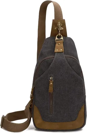 KL928 Canvas Sling Bag Crossbody Backpack Shoulder Casual Rucksack for Men Women