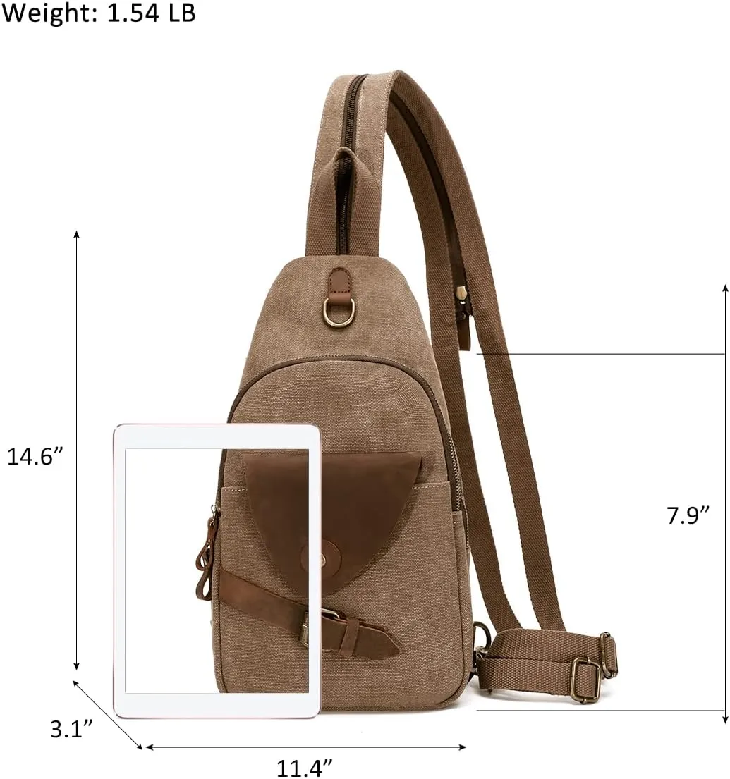 KL928 Canvas Sling Bag Crossbody Backpack Shoulder Casual Rucksack for Men Women