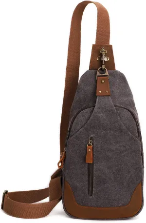 KL928 Canvas Sling Bag Crossbody Backpack Shoulder Casual Rucksack for Men Women