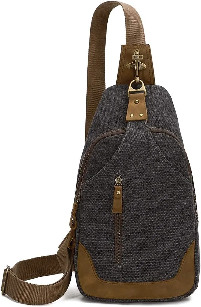 KL928 Canvas Sling Bag Crossbody Backpack Shoulder Casual Rucksack for Men Women