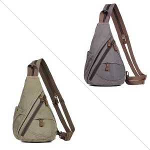 KL928 Canvas Sling Bag - Small Crossbody Backpack Shoulder Casual Daypack Rucksack for Men Women(Large Version)