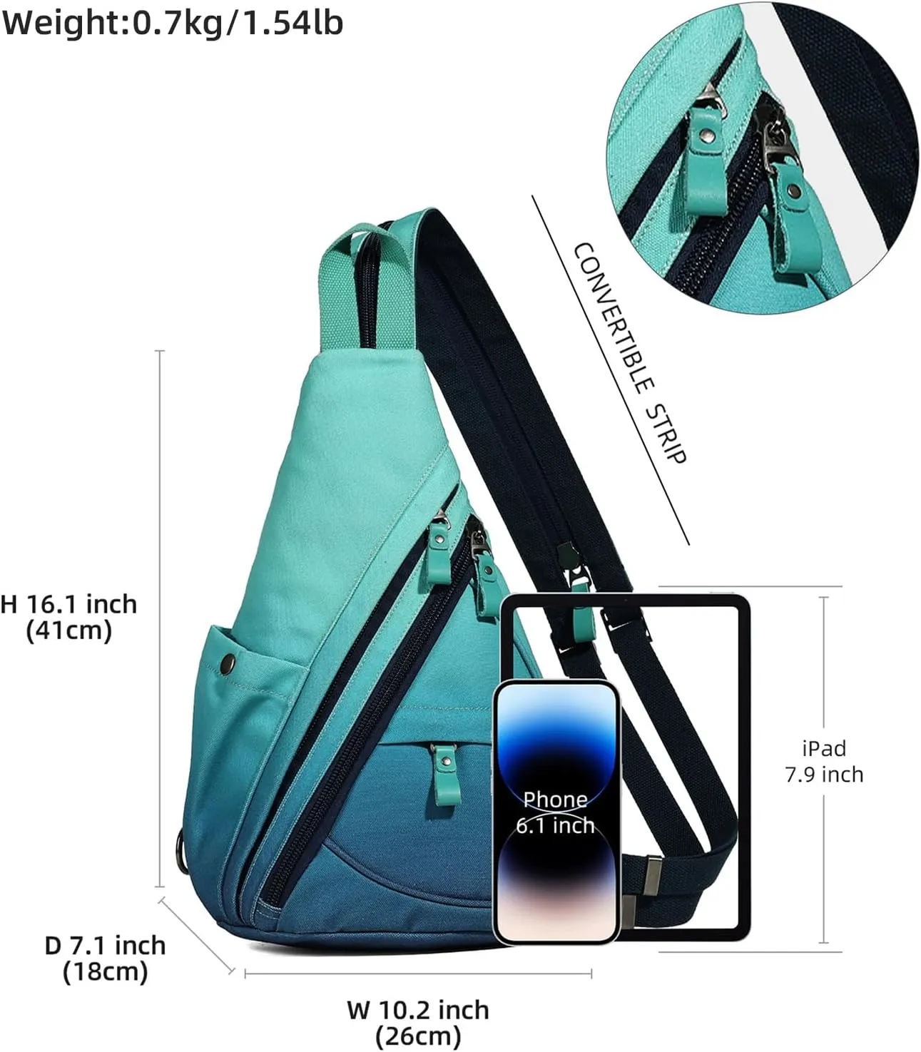 KL928 Canvas Sling Bag - Small Crossbody Backpack Shoulder Casual Daypack Rucksack for Men Women(Large Version)