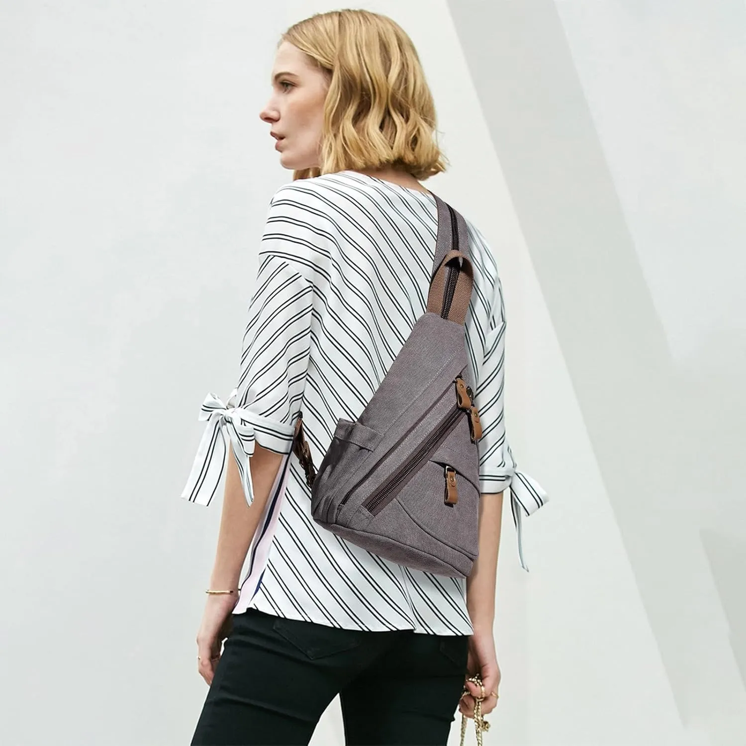 KL928 Canvas Sling Bag - Small Crossbody Backpack Shoulder Casual Daypack Rucksack for Men Women(Small Version)