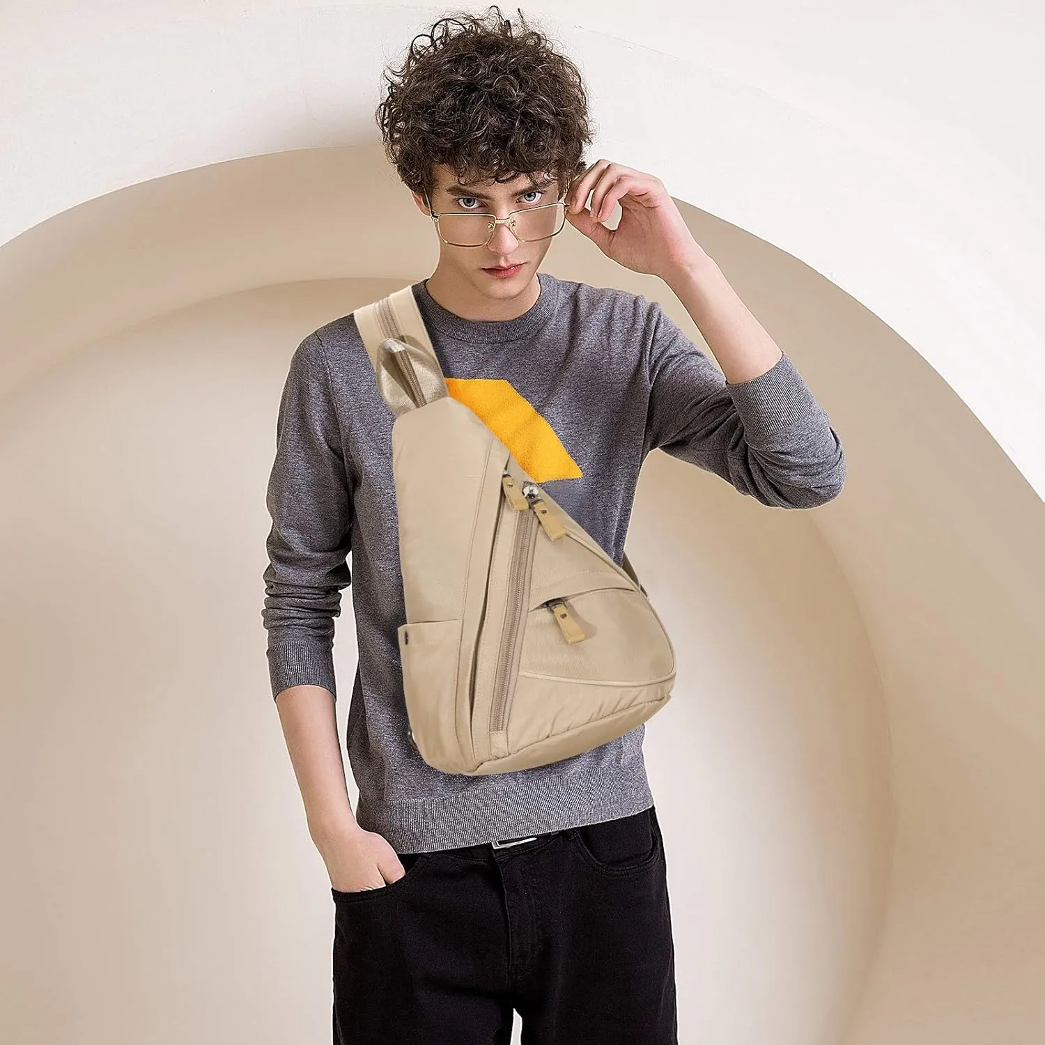 KL928 Nylon Sling Bag - Small Crossbody Backpack Shoulder Casual Daypack Multipurpose Rucksack for Men Women