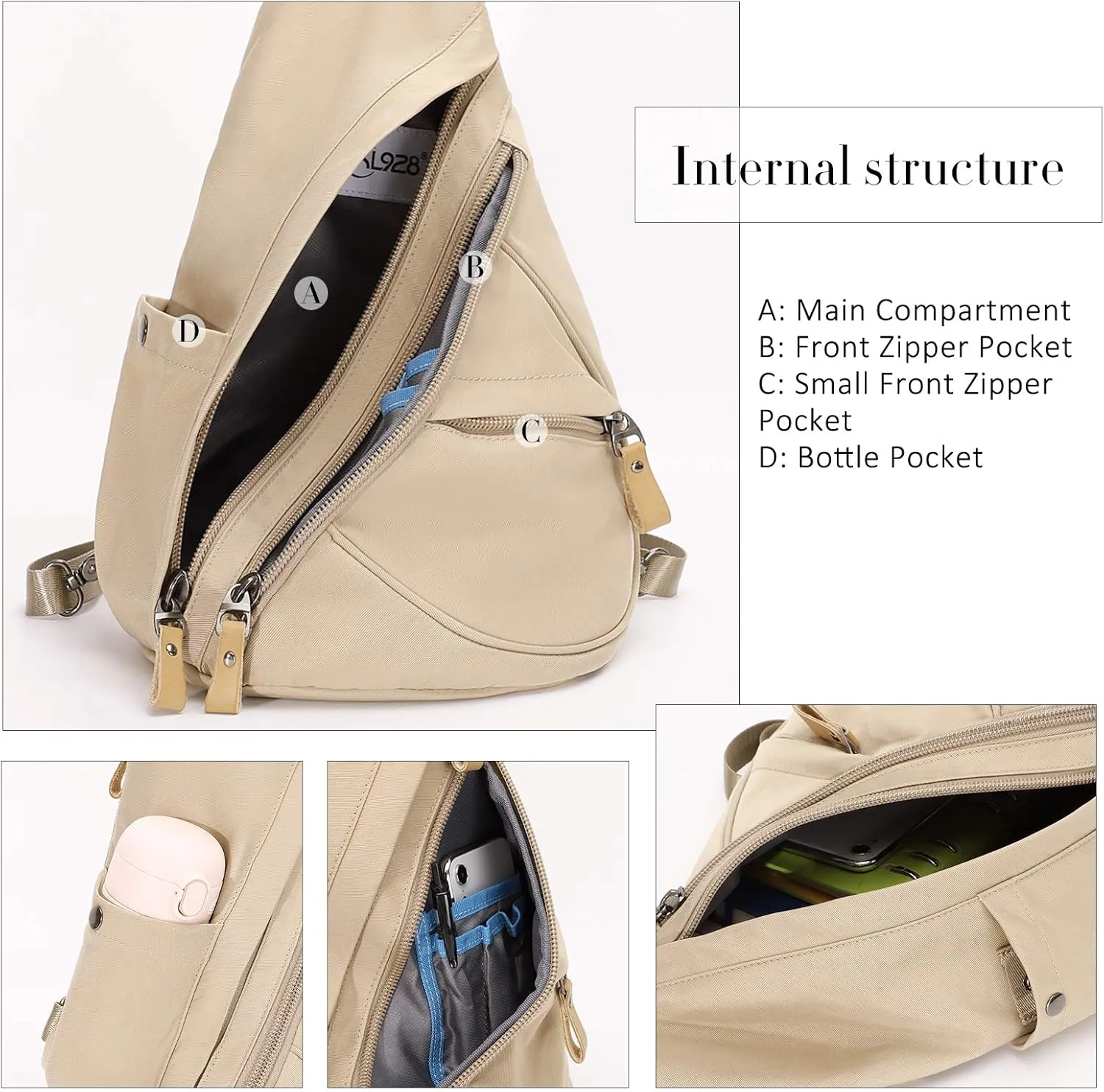 KL928 Nylon Sling Bag - Small Crossbody Backpack Shoulder Casual Daypack Multipurpose Rucksack for Men Women