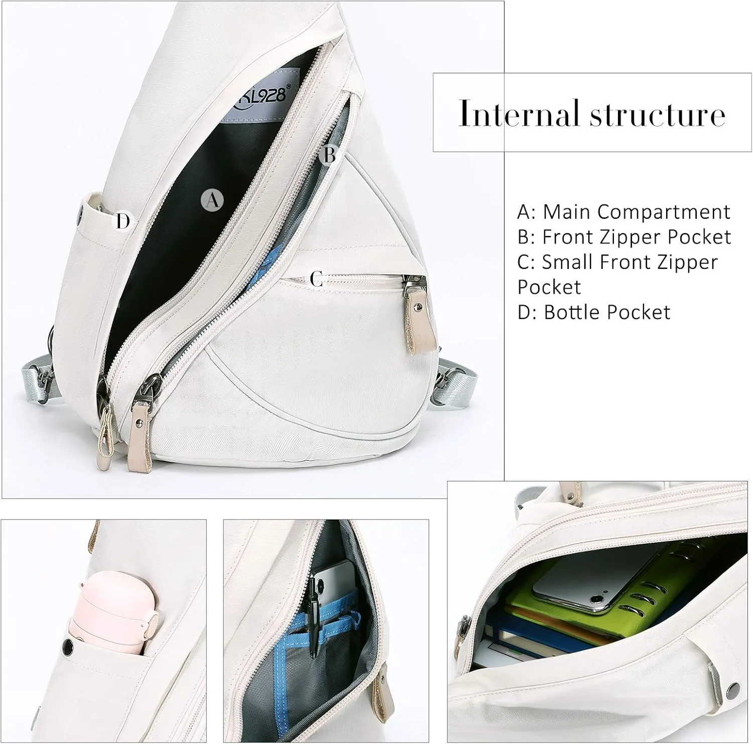 KL928 Nylon Sling Bag - Small Crossbody Backpack Shoulder Casual Daypack Multipurpose Rucksack for Men Women
