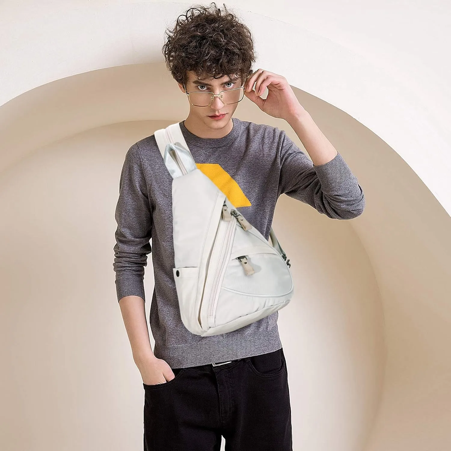 KL928 Nylon Sling Bag - Small Crossbody Backpack Shoulder Casual Daypack Multipurpose Rucksack for Men Women