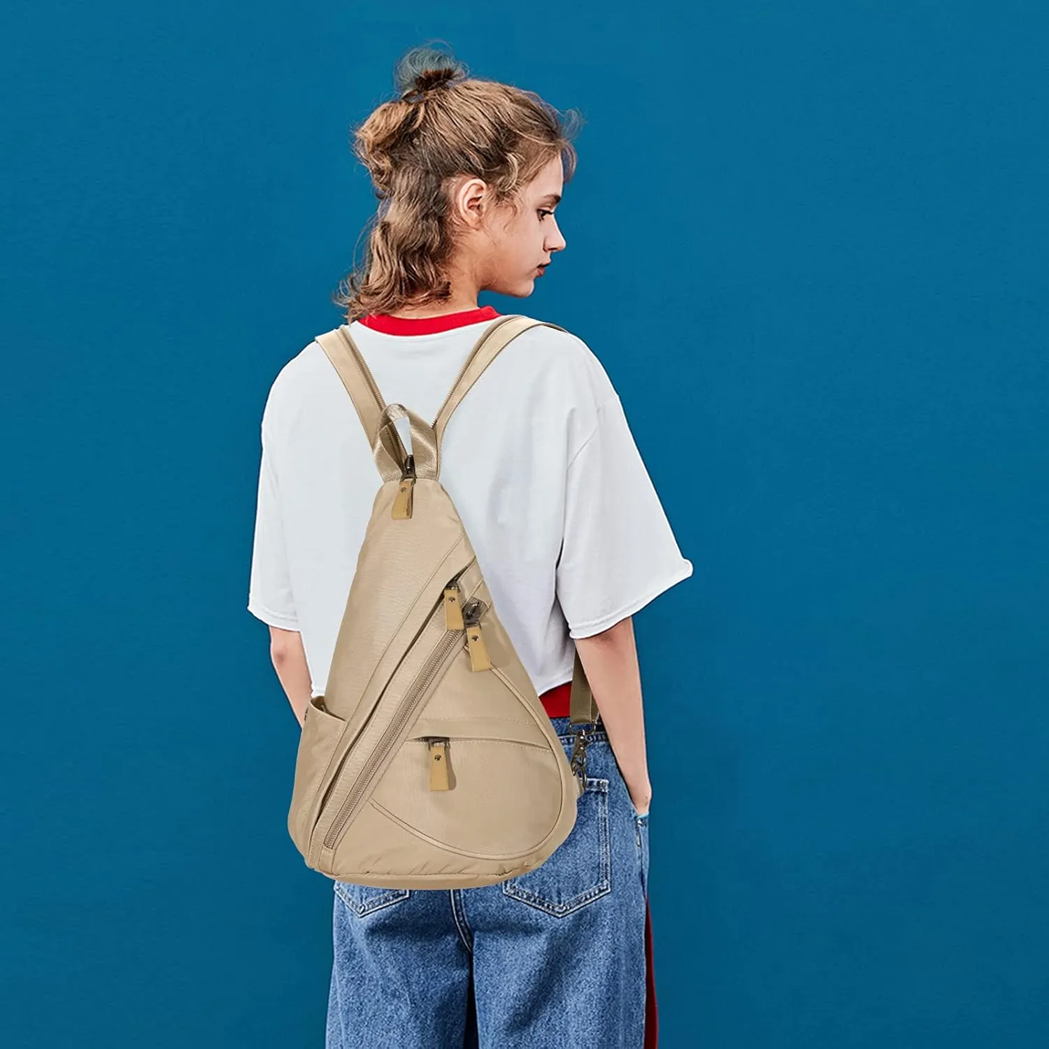 KL928 Nylon Sling Bag - Small Crossbody Backpack Shoulder Casual Daypack Multipurpose Rucksack for Men Women