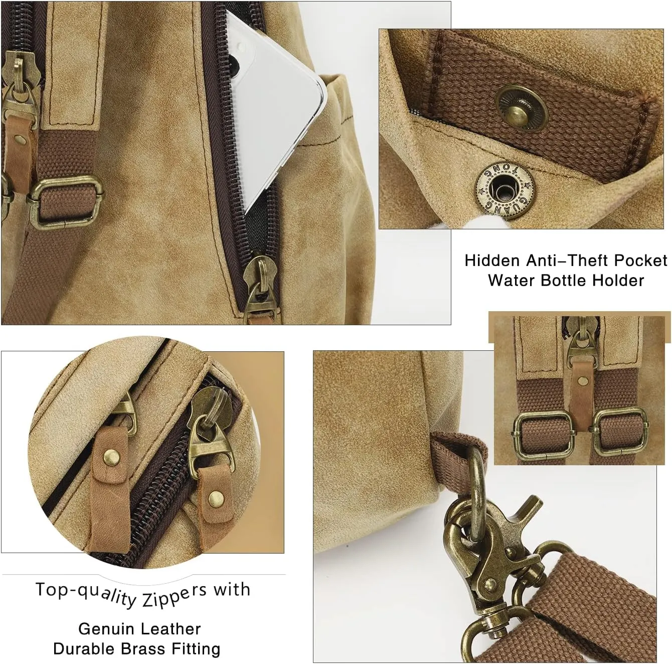 KL928 PU Leather Sling Bag - Small Crossbody Backpack Shoulder Casual Daypack Rucksack for Men Women